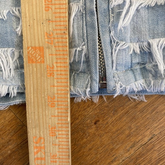 For Cynthia Denim Fringe Vest - Medium Eyelash Shaggy Hippie Boho Western Funky - Picture 11 of 13